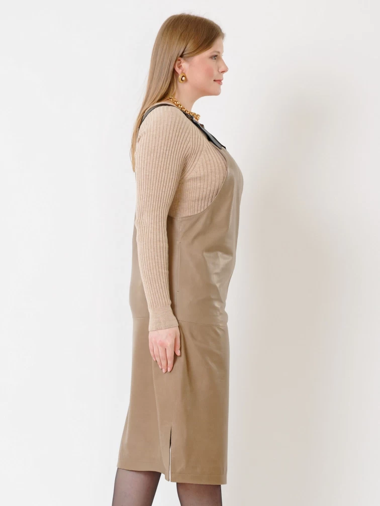 Кожаный сарафан 01, серо-коричневый, размер 44, артикул 85372-5