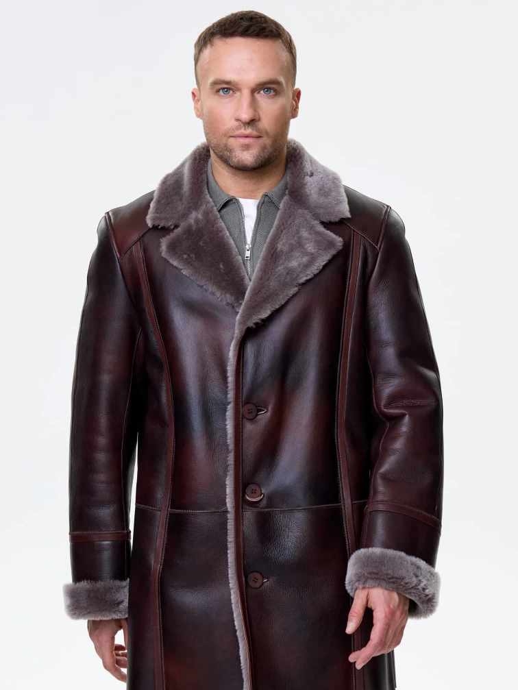 Мужская классическая дубленка премиум класса Леон, табачная, размер 52, артикул 71560-0