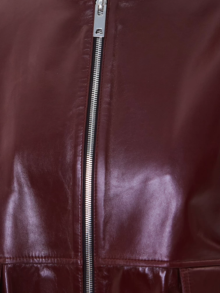 Кожаная куртка бомбер премиум класса для женщин 3094, бордовая, размер 50, артикул 24350-2