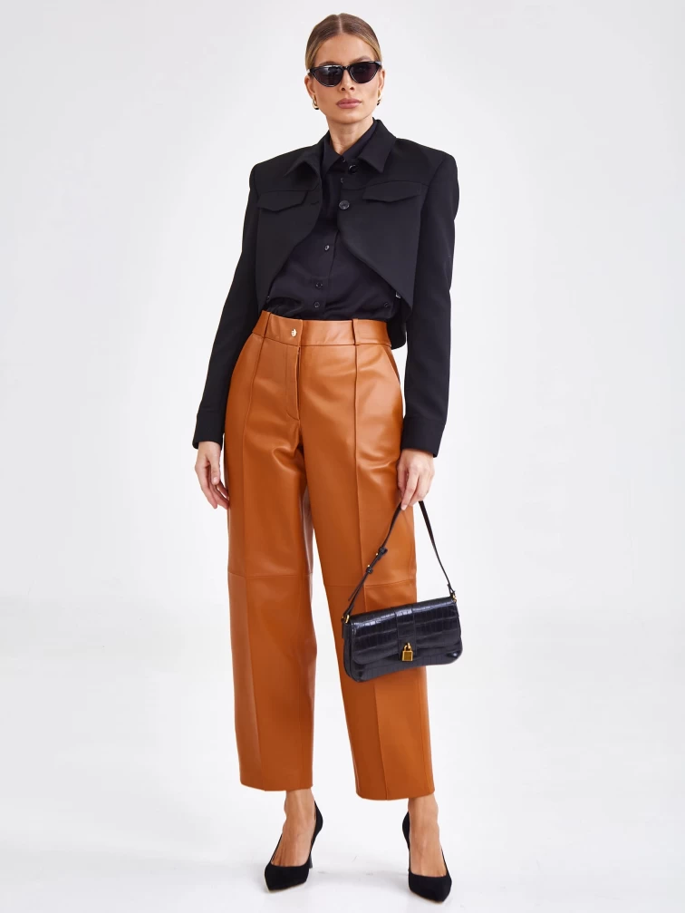 Модные женские кожаные брюки 08, виски, размер 42, артикул 85911-4