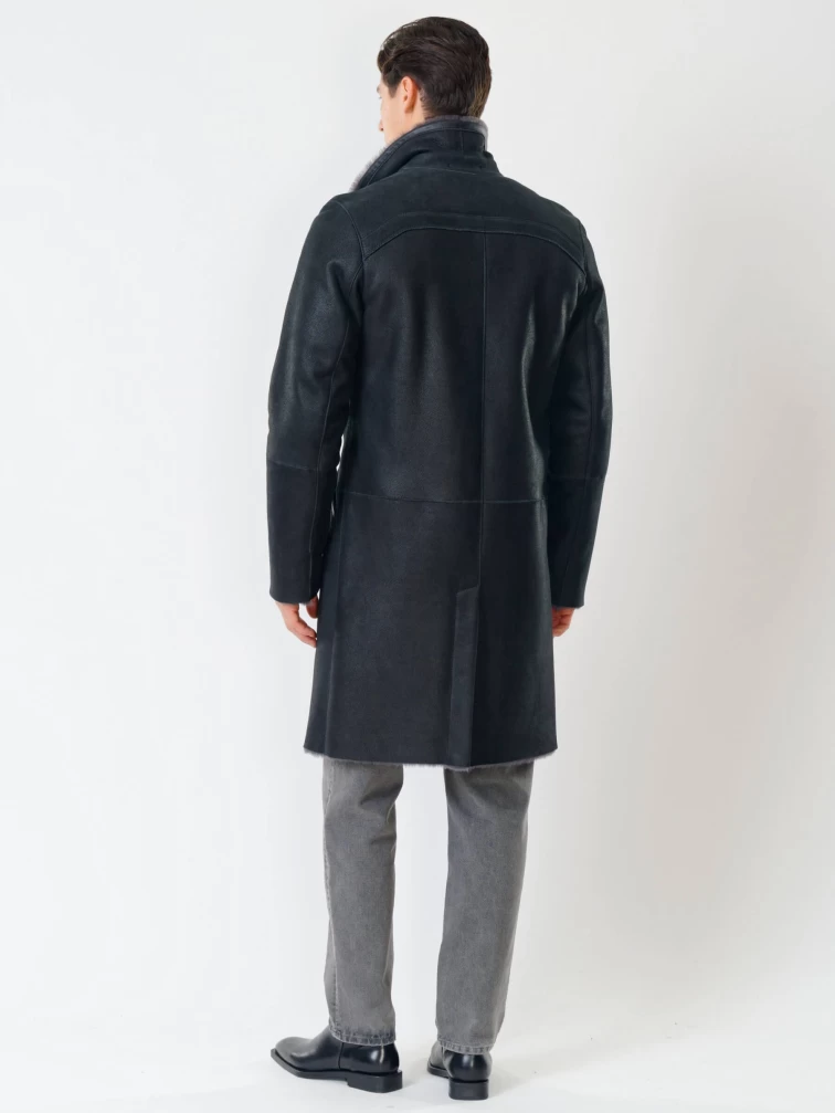 Длинная классическая мужская дубленка премиум класса 407, черная, размер 50, артикул 70441-4