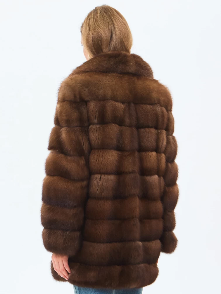 Шуба из меха соболя женская премиум класса 2А, темно-коричневая, размер 46, артикул 34210-5