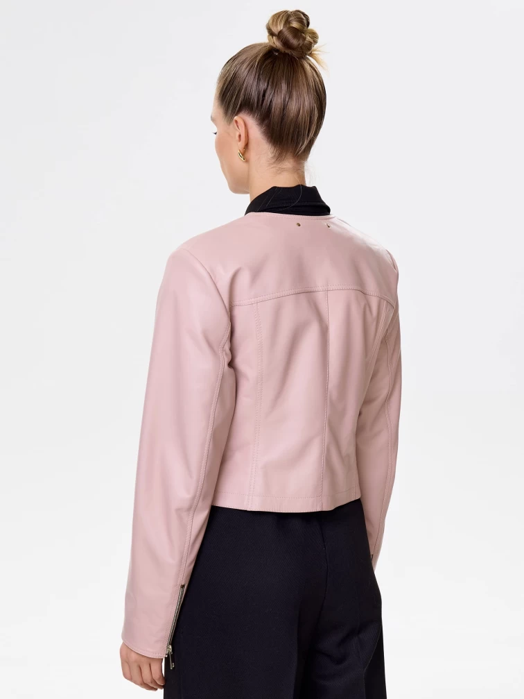 Пудровая кожаная женская косуха 389, размер 44, артикул 90451-5