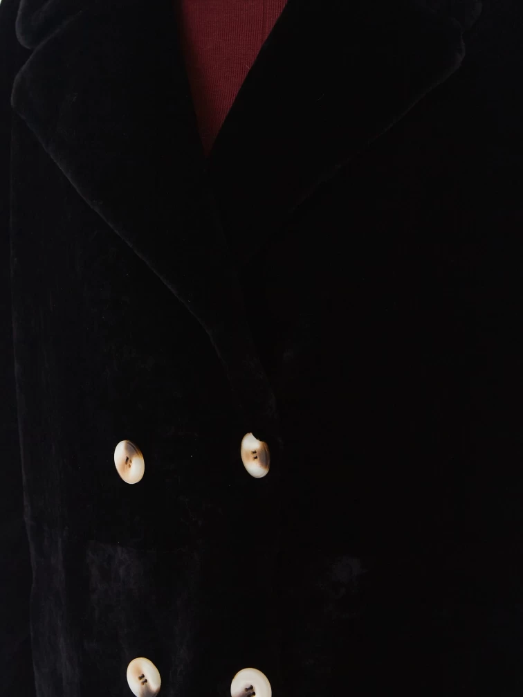 Женская дубленка из астрагана 2064, черная, размер 48, артикул 64640-5