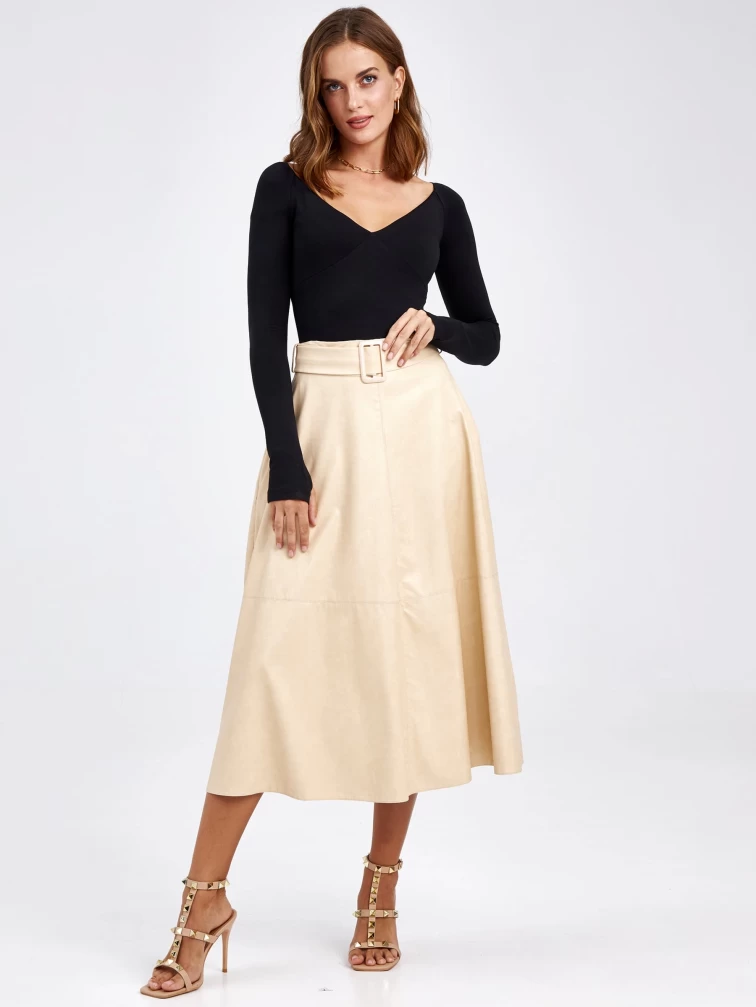 Женские кожаная юбка из экокожи 4820752, молочная, размер 46, артикул 85800-3