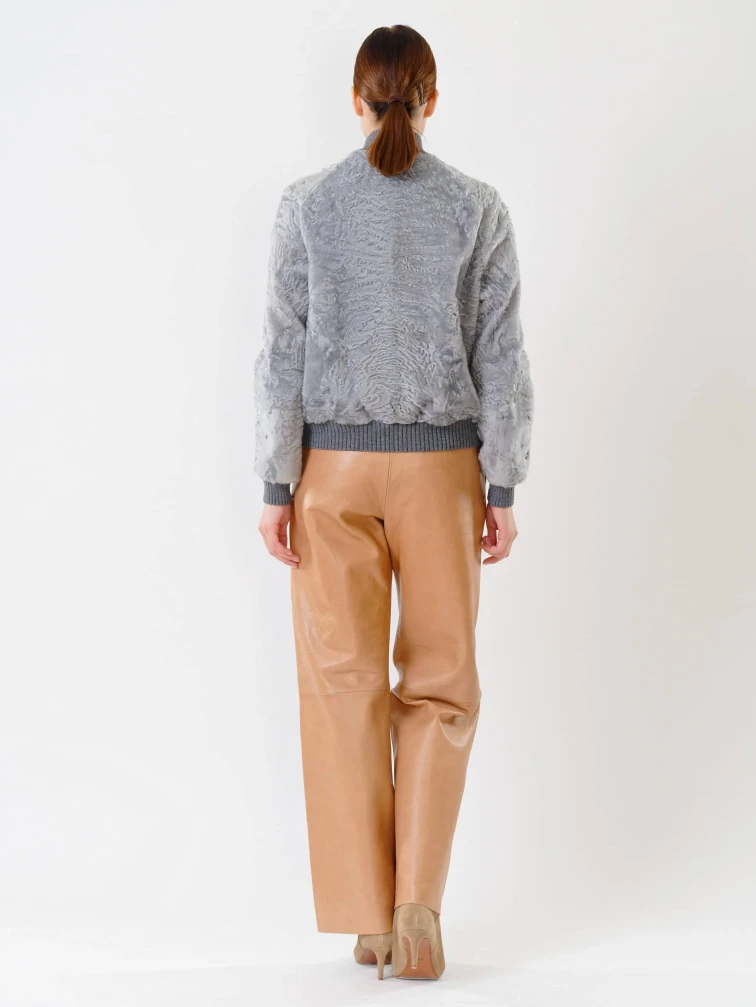 Бомбер из каракуля женский 17105, серый, размер 40, артикул 22590-3