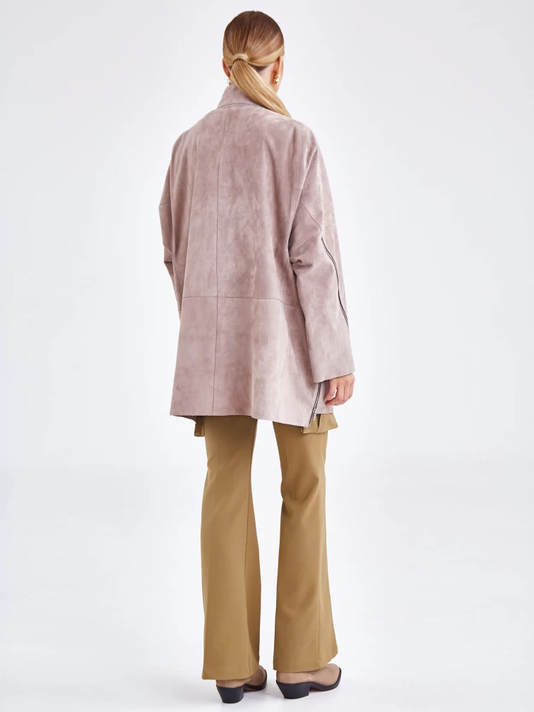 Женская замшевая куртка оверсайз премиум класса 3037 , светло-коричневая, размер 46, артикул 23161-6