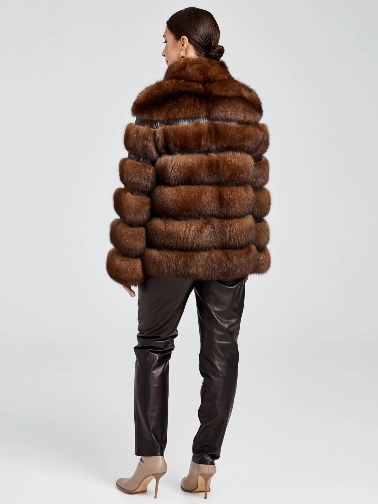 Зимний комплект женский: Шуба из меха соболя С-2 Ребекка + Брюки 02, коричневый/черный, р. 44, арт. 111317-6