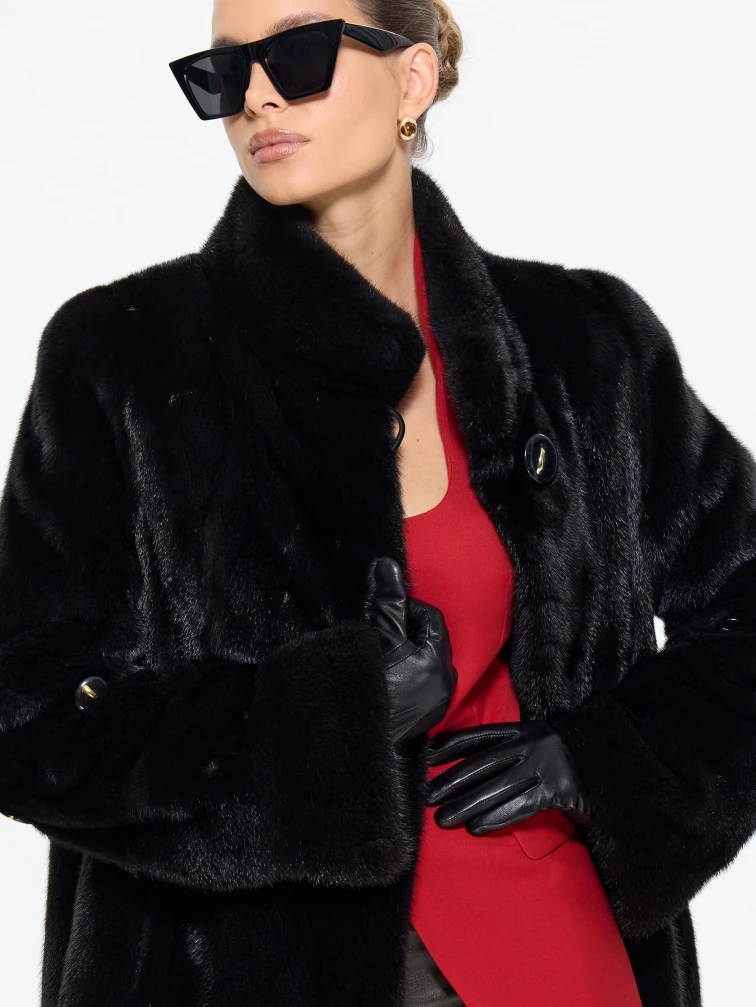 Коричневая женская норковая шуба Модница-010, размер 56, артикул 65420-7