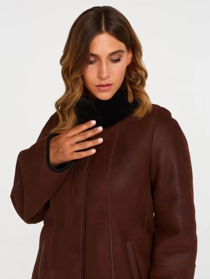 Женская дубленка на молнии с воротником стойкой 267, виски, размер 44, артикул 61441-2