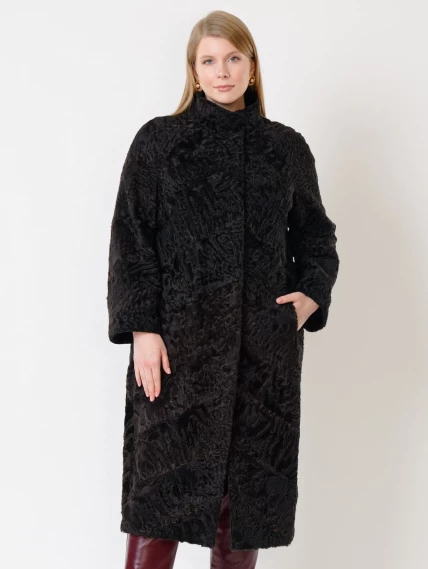 Зимний комплект женский: Шуба из каракуля 17101 + Брюки 02, коричневый/бордовый, р. 44, арт. 111316-3