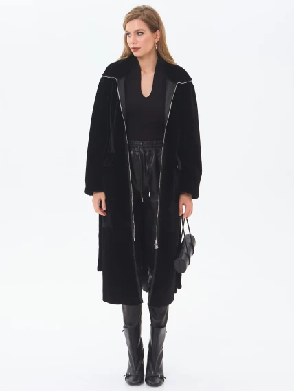 Длинная женская шуба из астрагана 2062, черная, размер 46, артикул 64690-9
