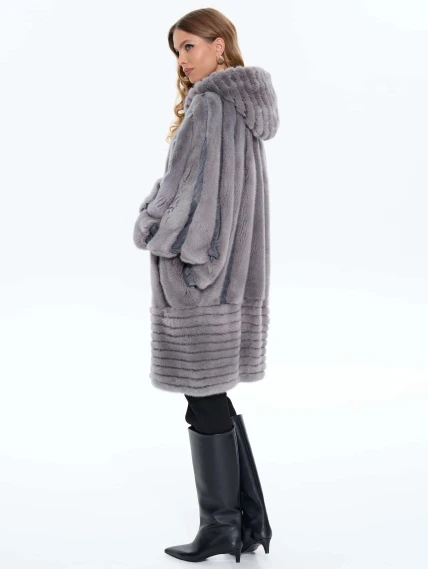 Норковая женская шуба BRASCHI ELM 042, серая, размер 46, артикул 34440-5