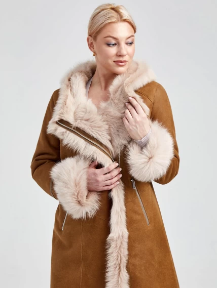 Демисезонный комплект женский: Дубленка 293 + Брюки 04, бежевый/черный, р. 46, арт. 111356-5