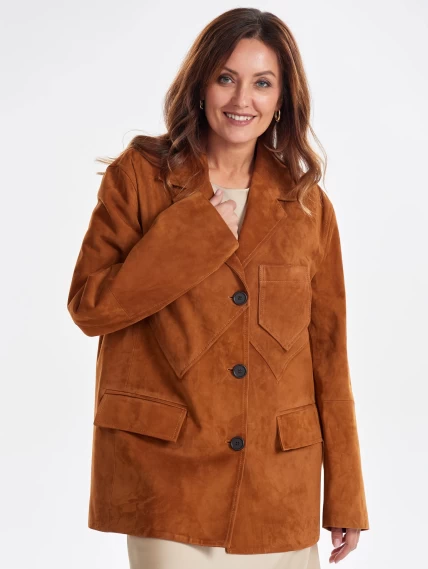 Замшевый пиджак для женщин премиум класса 3069з, виски, размер 44, артикул 24110-0