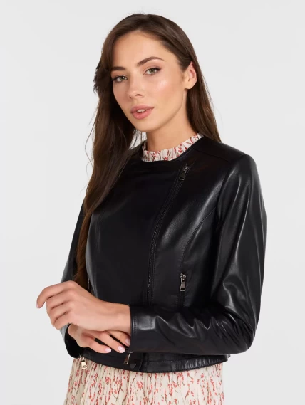 Черная кожаная женская косуха 389, размер 42, артикул 90511-1