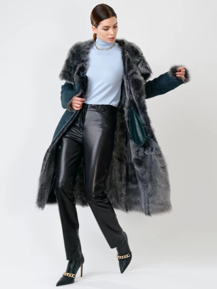 Зимний комплект женский: Дубленка 132 + Брюки 03, синий/черный, р. 44, арт. 111355-0