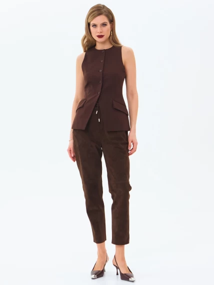Замшевые женские брюки 09з, коричневые, размер 46, артикул 86030-0