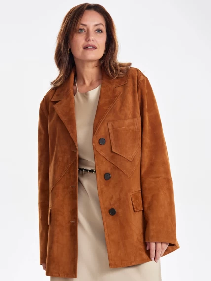 Замшевый пиджак для женщин премиум класса 3069з, виски, размер 44, артикул 24110-6