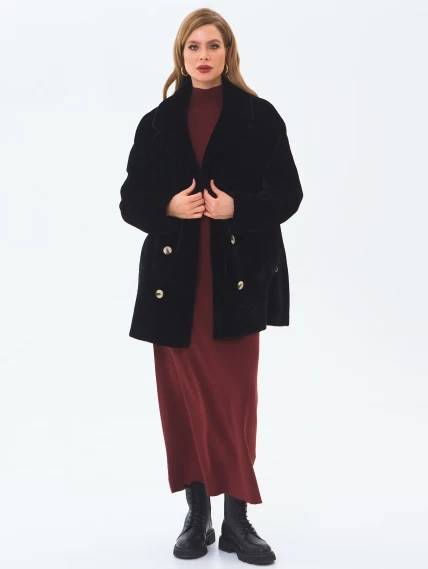 Черная женская шуба из астрагана 2064, размер 48, артикул 64630-4