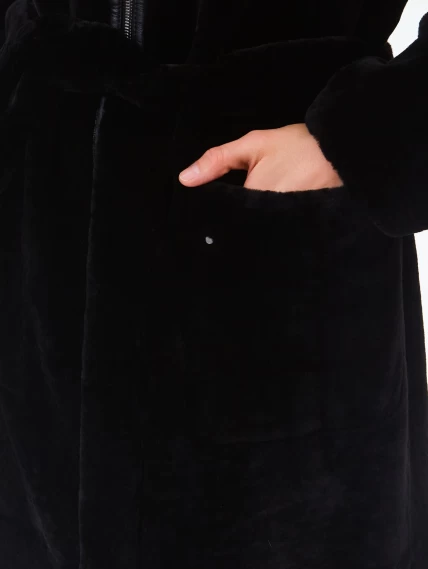 Длинная женская дубленка из астрагана 2062, черная, размер 44, артикул 64700-2