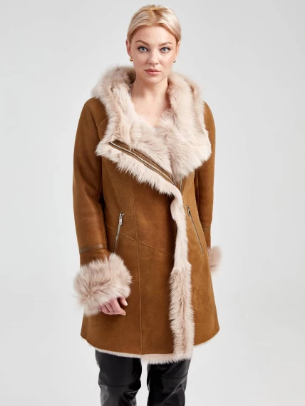 Демисезонный комплект женский: Дубленка 293 + Брюки 04, бежевый/черный, р. 46, арт. 111356-3