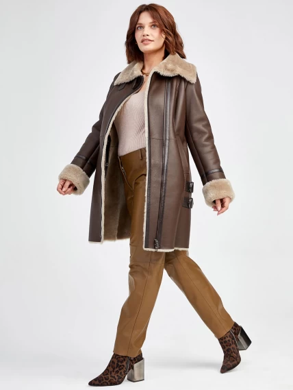 Зимний комплект женский: Дубленка 206 + Брюки 03, коричневый, р. 48, арт. 111378-0