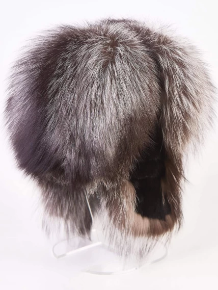 Головной убор из меха лисы женский М-221, черный, размер 58, артикул 51520-1