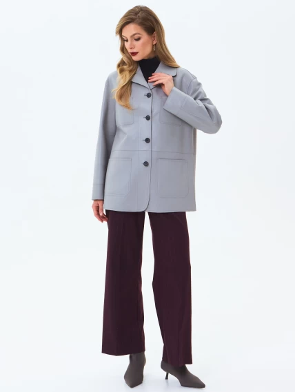 Кожаная куртка премиум класса для женщин 3092, серая, размер 46, артикул 24570-1