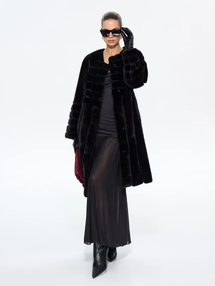 Черная норковая женская шуба BRASCHI ELN 32, размер 46, артикул 34360-4