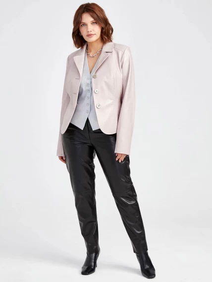 Пудровый кожаный пиджак для женщин премиум класса 316рс, размер 44, артикул 91520-5