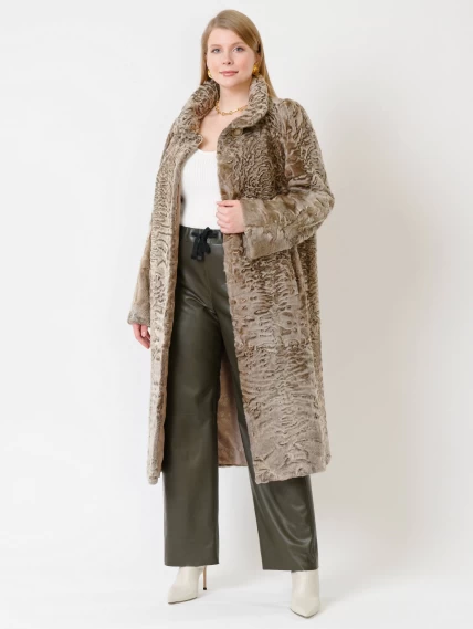 Зимний комплект женский: Шуба из каракуля Надежда + Брюки 06, бежевый/оливковый, р. 52, арт. 111372-0