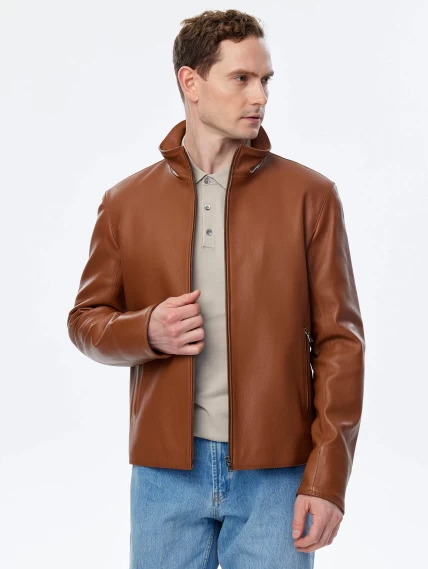 Короткая кожаная куртка премиум класса для мужчин 2010-9, виски, размер 50, артикул 29710-2