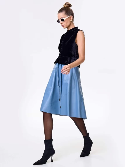 Голубая кожаная юбка 01рс, размер 48, артикул 85452-3
