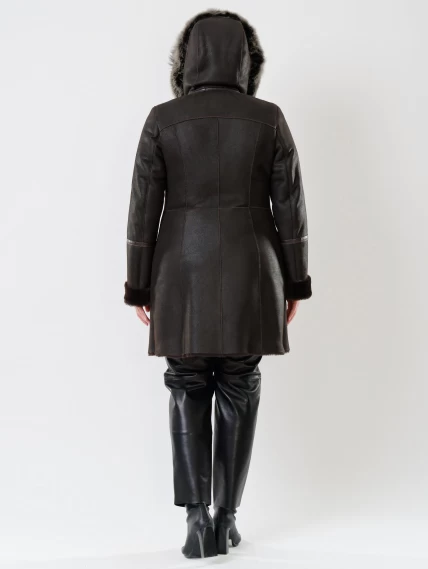 Женская дубленка косуха с капюшоном из тосканы 283, коричневая, размер 44, артикул 13491-4