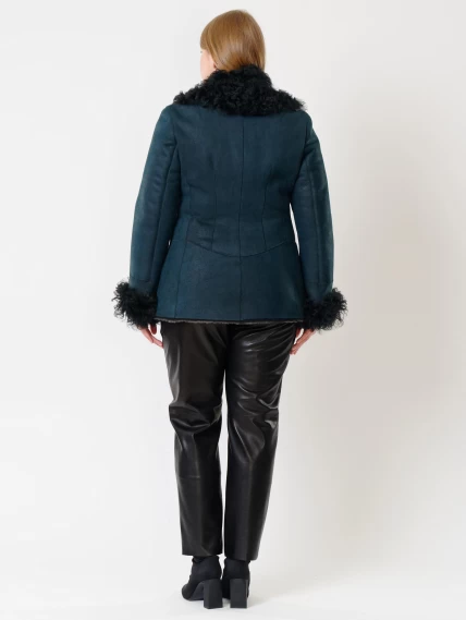 Короткая женская дубленка с овчиной тиградо 289, синяя, размер 42, артикул 62032-4