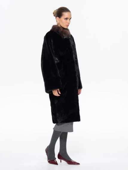 Норковая длинная женская шуба Анастасия, черная, размер 44, артикул 65650-4