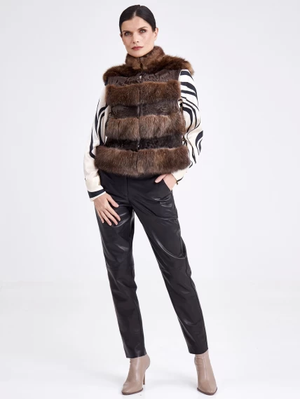 Жилет из меха каракульчи с соболем для женщин Инна, черный, размер 42, артикул 33340-4