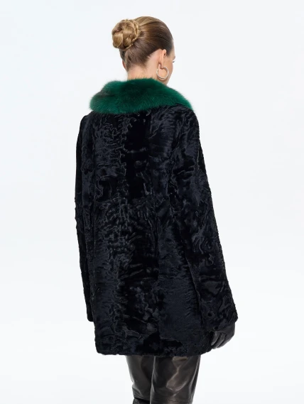 Короткая женская шуба из меха каракульчи Ирэн, черная, размер 48, артикул 65550-4