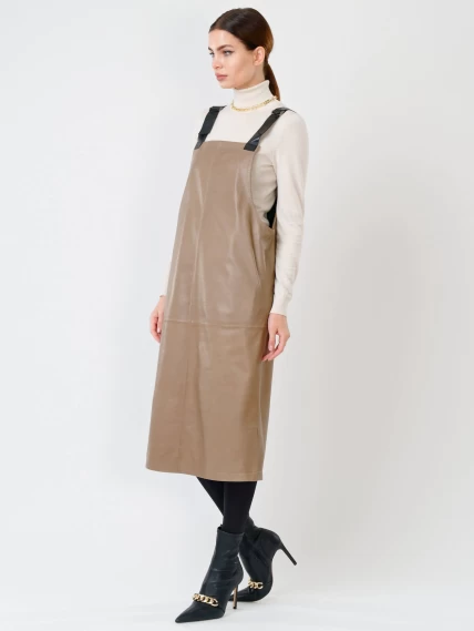 Кожаный сарафан 01, серо-коричневый, размер 44, артикул 85271-4