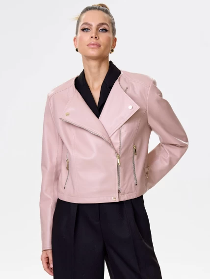 Пудровая кожаная женская косуха 389, размер 44, артикул 90451-0