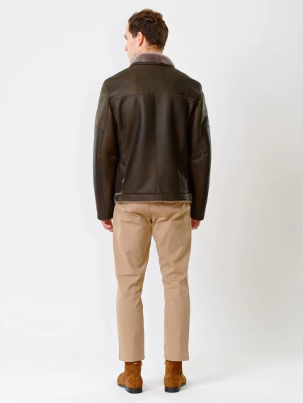 Короткая мужская дубленка 140, оливковая, размер 44, артикул 70230-4