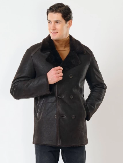 Дубленка двубортная классическая мужская 422, коричневая, размер 58, артикул 70501-6