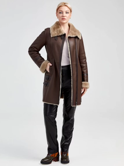 Зимний комплект женский: Дубленка 206 + Брюки 04, коричневый/черный, р. 48, арт. 111340-0