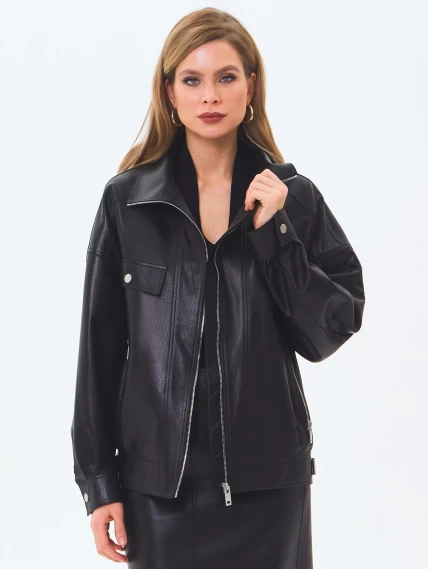 Женская кожаная куртка премиум класса 3087, черная, размер 50, артикул 24460-4