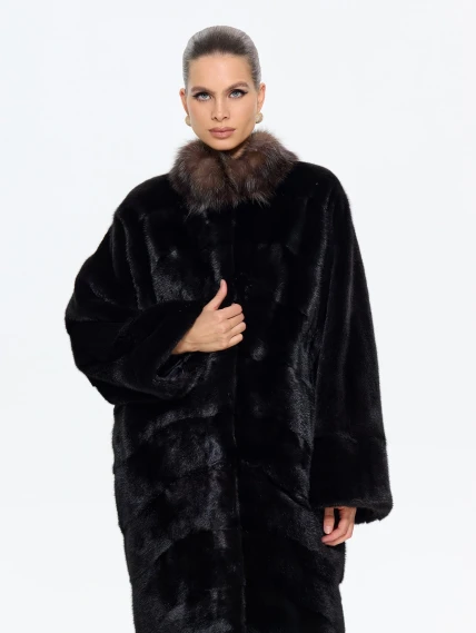 Норковая длинная женская шуба Анастасия, черная, размер 44, артикул 65650-6