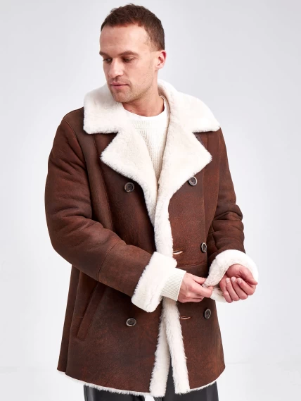 Дубленка двубортная мужская 431, виски, размер 48, артикул 71150-0
