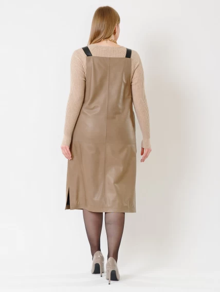 Кожаный сарафан 01, серо-коричневый, размер 44, артикул 85372-2