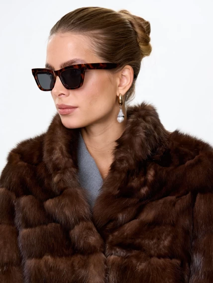 Женская соболиная шуба Роза(с), темно-коричневая, размер 44, артикул 34120-3