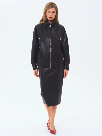 Женская кожаная куртка премиум класса 3087, черная, размер 50, артикул 24460-6